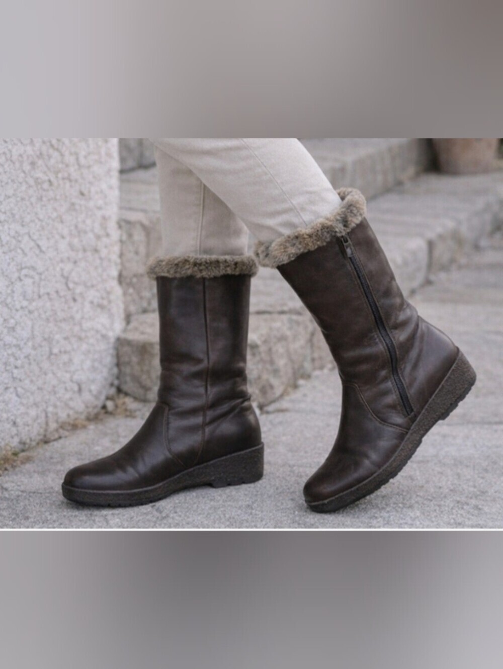 ​Ara German Brown Leather Shearling Lined Winter Boots - Women's UK 5 / US 7.5